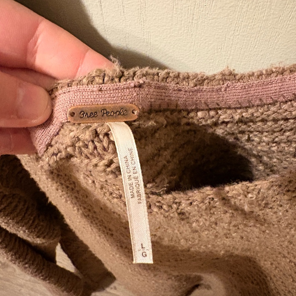 Free People Taupe Knit Pullover